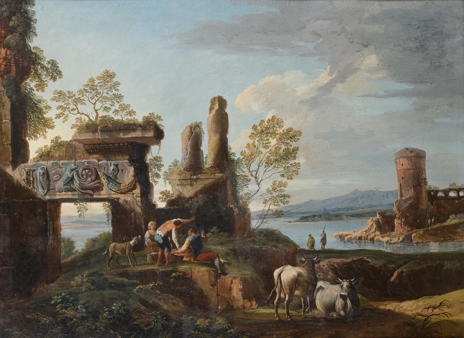 Paesaggio con rovine e pastori